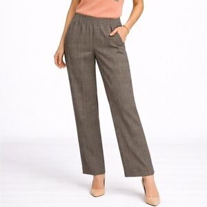 Kim Rogers Petite Plaid Trousers | Size 8P | Straight-Leg Elastic Waist Pants